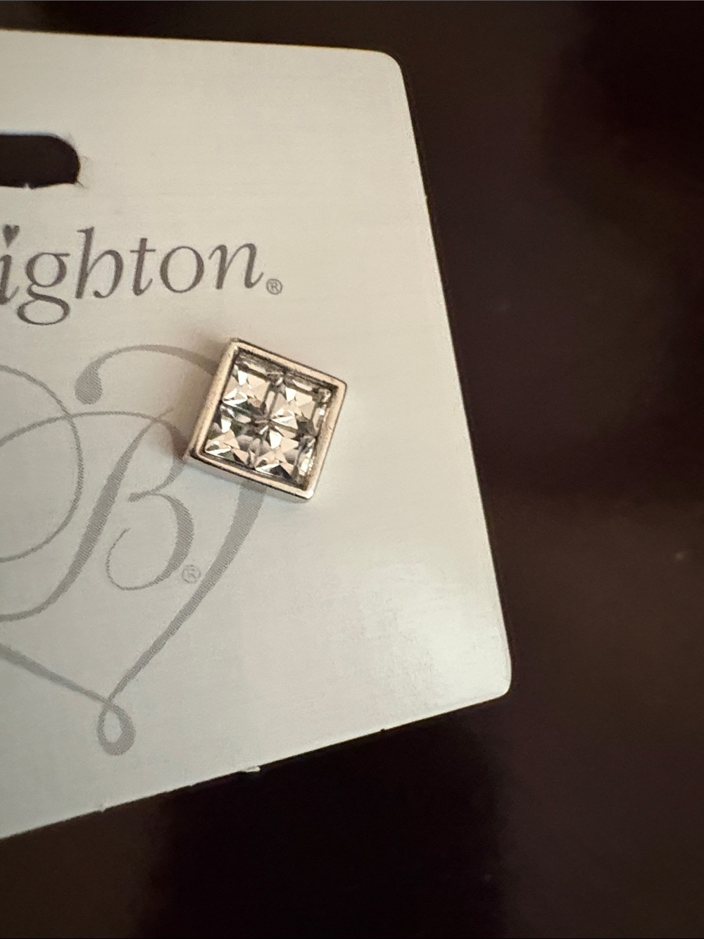 Brighton Spectrum Mini Post Earrings Silver-Tone Square Crystal Studs - Picture 4 of 6